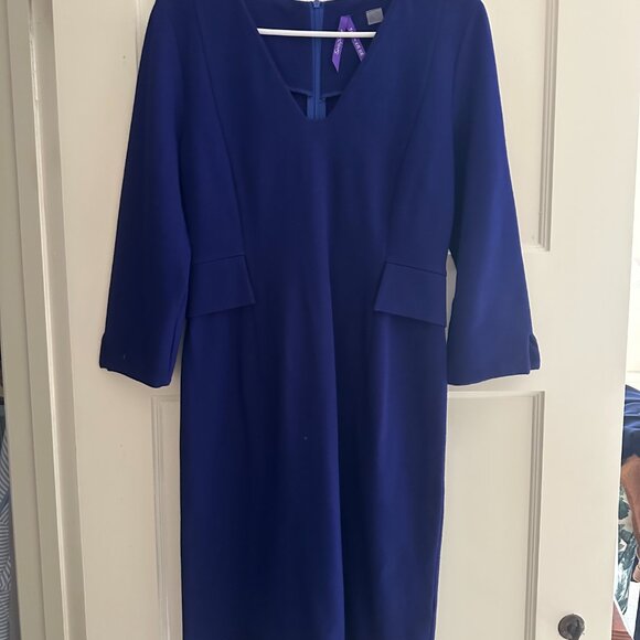 Seraphine Cobalt V-neck 3/4 sleeve Maternity Dress - SIze 4 - Picture 2 of 5